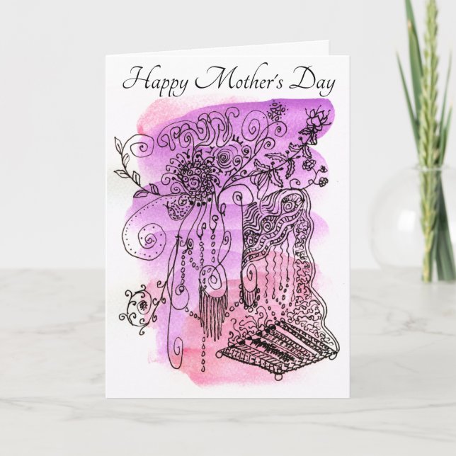 Violet och Ro Abstrakt Art Blommigt Mors dag Helgkort (Framsida)