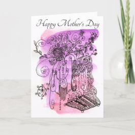 Violet och Ro Abstrakt Art Blommigt Mors dag Helgkort