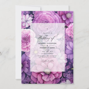 Violet och Rosa Blommigt Bröllop Inbjudningar