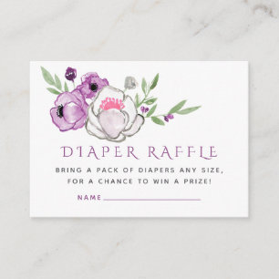 Violet och Sage Blommigt Baby Shower Diaper Raffle Tilläggskort