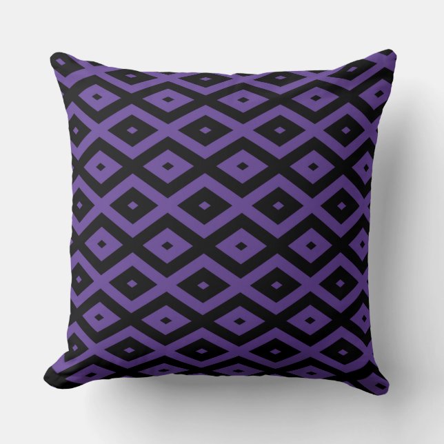 Violet och svart diamant mönster kudde (Framsida)