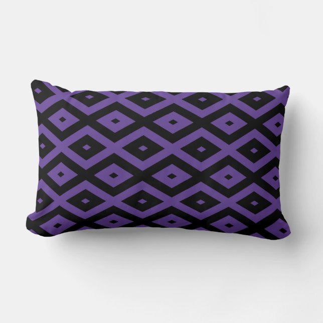 Violet och svart diamant mönster lumbarkudde (Framsida)