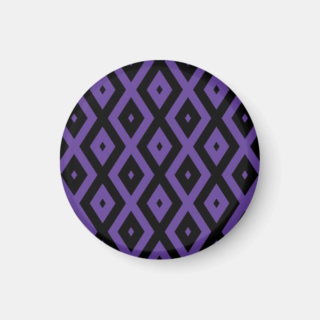 Violet och svart diamant mönster magnet (Framsidan)