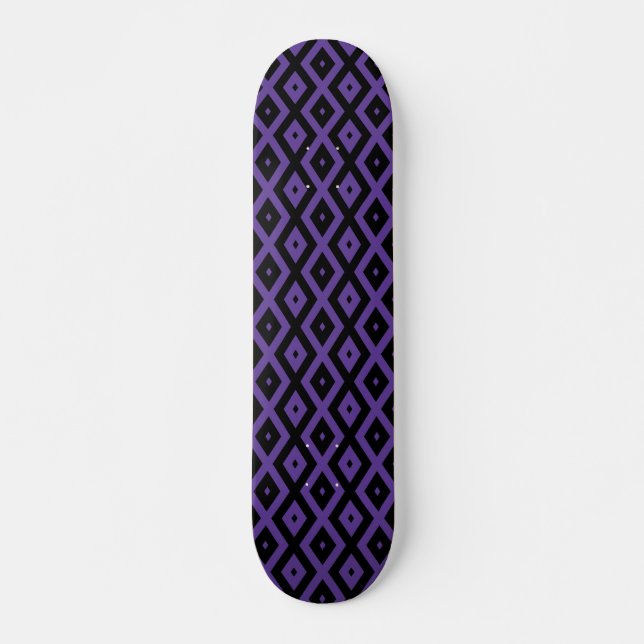 Violet och svart diamant mönster mini skateboard bräda 18,5 cm (Framsida)