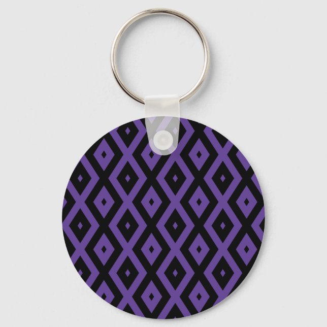 Violet och svart diamant mönster nyckelring (Framsida)