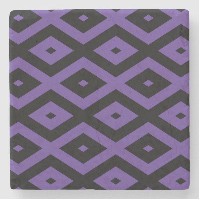Violet och svart diamant mönster stenunderlägg (Framsidan)