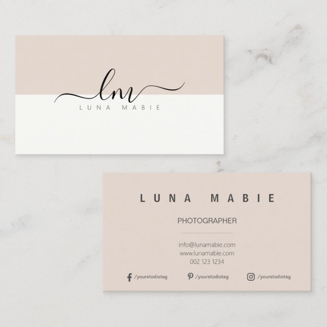 Violet och vitt, kalligrafens monogram minimalisti (Fram/baksida)