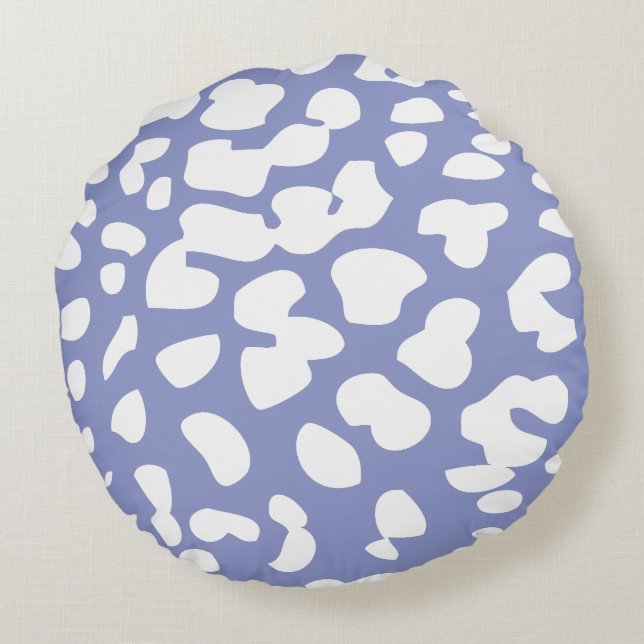 Violet och White Leopard Print Round Pillow Rund Kudde (Baksidan)