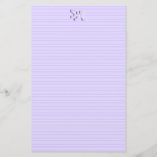 Violet och White Stripe Stationery Papper Monogram