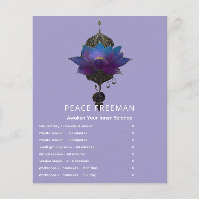 VIOLET ORACLE | MYSTISK LOTUS-EMBLEM FLYGBLAD (Framsidan)