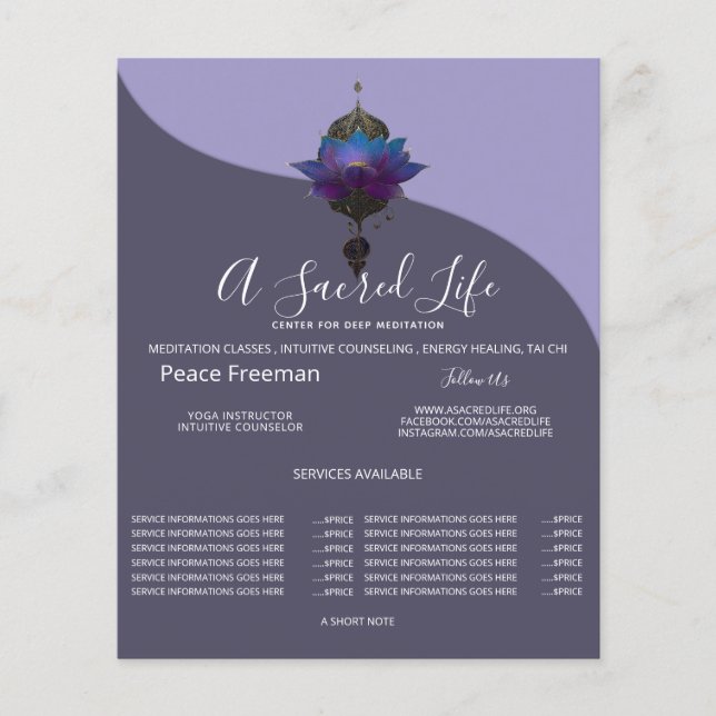 VIOLET ORACLE | MYSTISK LOTUS-EMBLEM FLYGBLAD (Framsidan)
