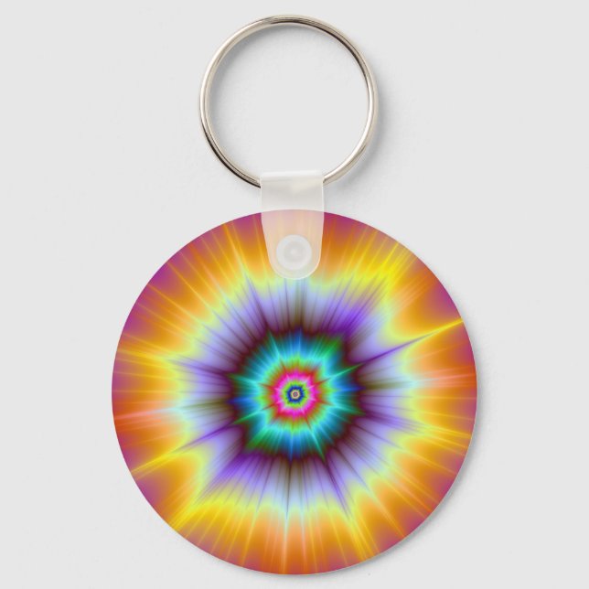 Violet Orange och turquise Explosion Keychain Nyckelring (Framsida)