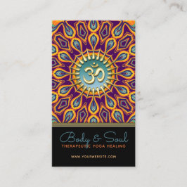 Violet Orange Teal Mandala Energy Yoga Om ny ålder Visitkort