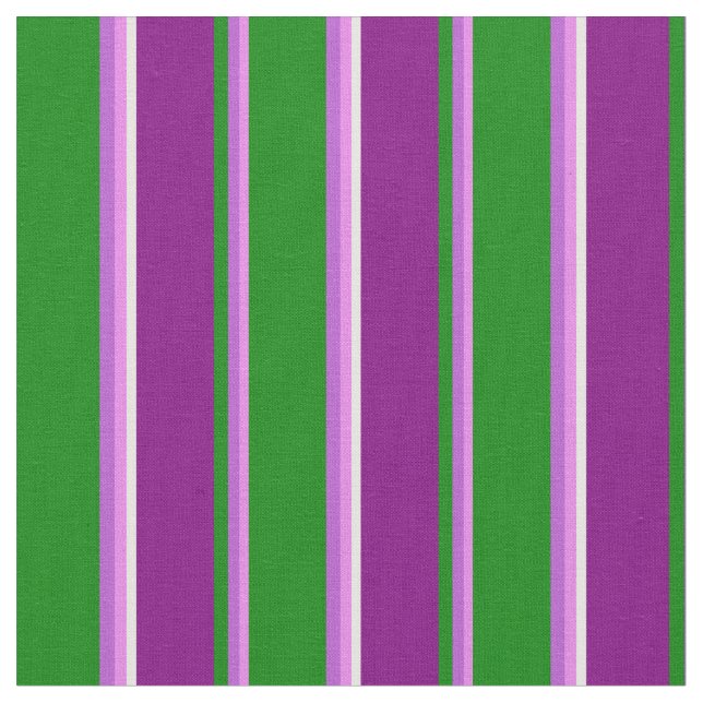 Violet, Orchid, Grönt, Lila och vit Mönster Tyg (Närbild)