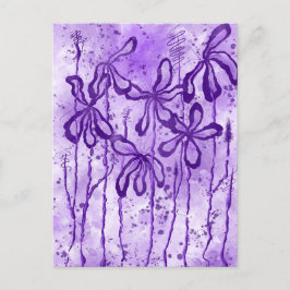 violet Paint Splatter & Lilies Vykort