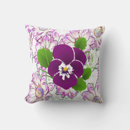 Violet Pansy Blommigt Soft Pillow Kudde