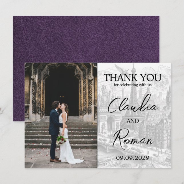 Violet Paris Passport Tack Kort (Fram/baksida)