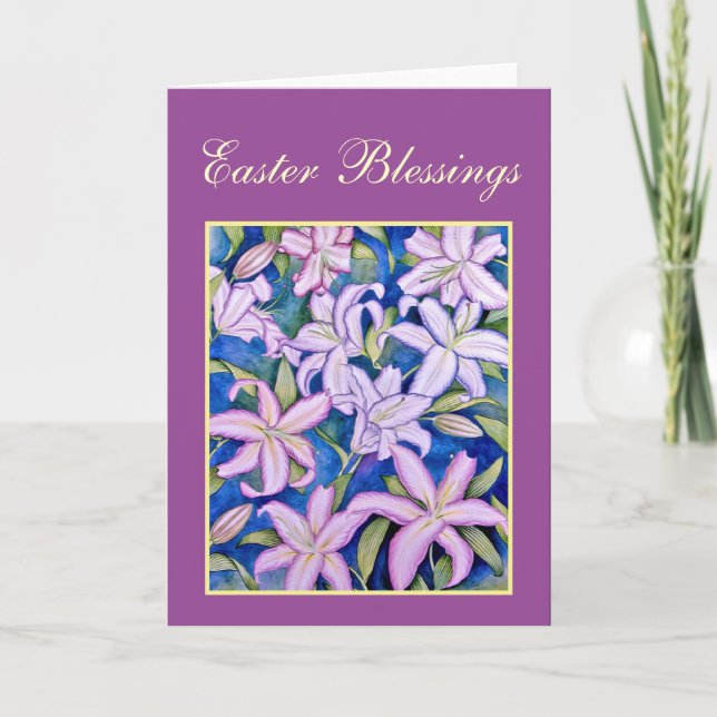Violet Påsk Lilies Helgkort (Framsida)