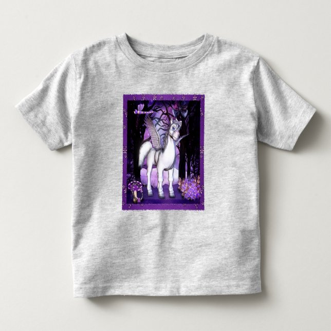 Violet Pegasus Fantasy Art T Shirt (Framsida)