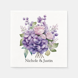 Violet Peony och Ro Bröllop Anpassningsbar Pappersservett