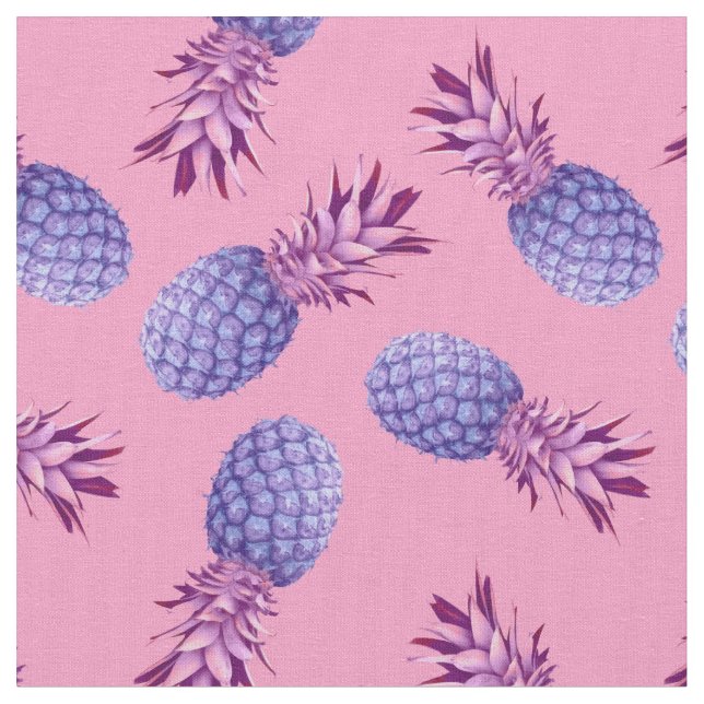 Violet Pineapples Tyg (Närbild)