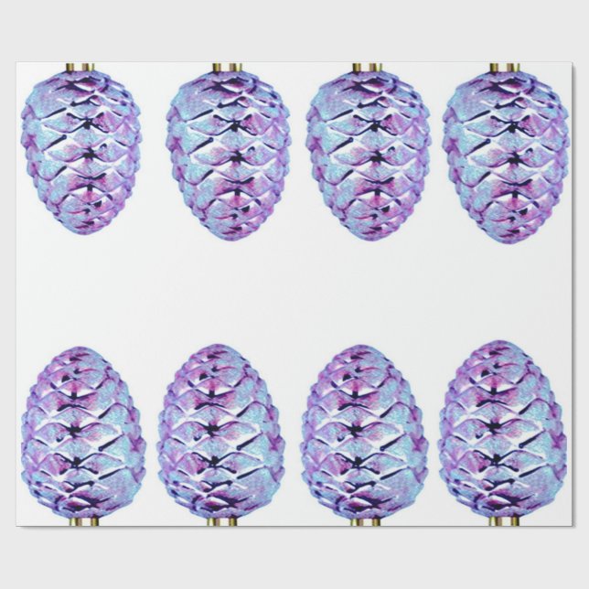 Violet Pinecones Wrapping Papper Presentpapper (Platt)