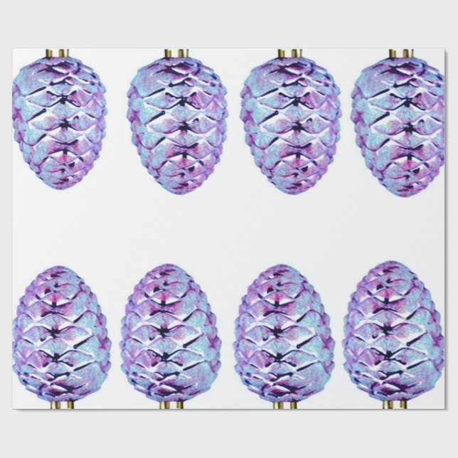 Violet Pinecones Wrapping Papper Presentpapper (Platt)