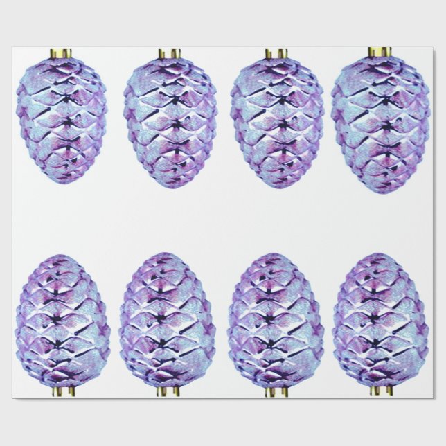 Violet Pinecones Wrapping Papper Presentpapper (Platt)