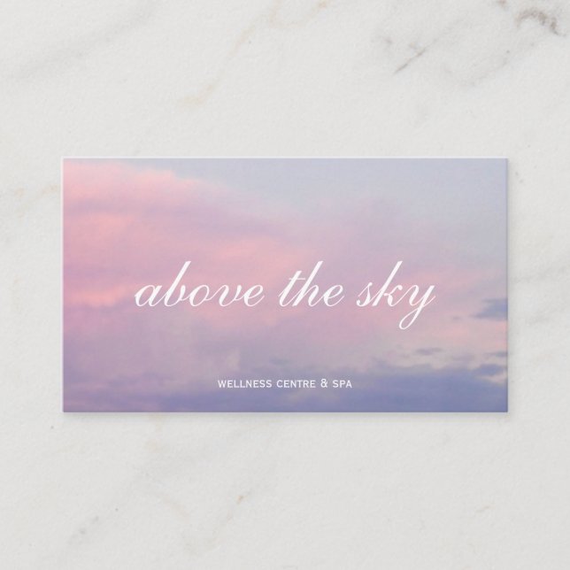 Violet pink clouds zen sunset sky photograph card visitkort (Framsida)