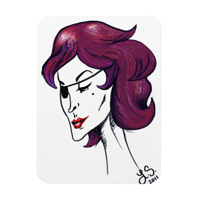 Violet Pirate Lady Cartoon Original Pop Art Magnet (Vertikal)