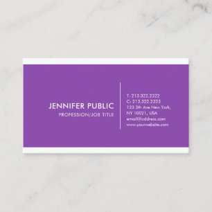 Violet Plain Professionell Modern Elegant Enkel Visitkort