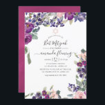 Violet, plommon och  Blommigt Bat mitzvah Inbjudningar<br><div class="desc">Elegant violett,  plommon och blommigt för  rosa bat mitzvah inbjudan designad för att snabbt och enkelt kunna anpassas till dina händelsespecifikationer.</div>