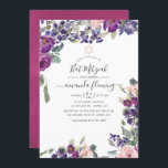 Violet, plommon och  Blommigt Bat mitzvah Inbjudningar<br><div class="desc">Elegant violett,  plommon och blommigt för  rosa bat mitzvah inbjudan designad för att snabbt och enkelt kunna anpassas till dina händelsespecifikationer.</div>