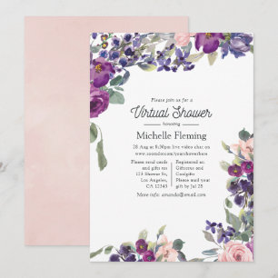 Violet, Plum och Blush Virtuell Bebis Shower Inbjudningar