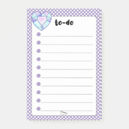 Violet Polka Dot Heart Diamond TO-DO Post-it Block
