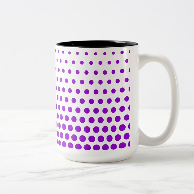 Violet Polka dots Modern White Två-Tonad Mugg (Höger)