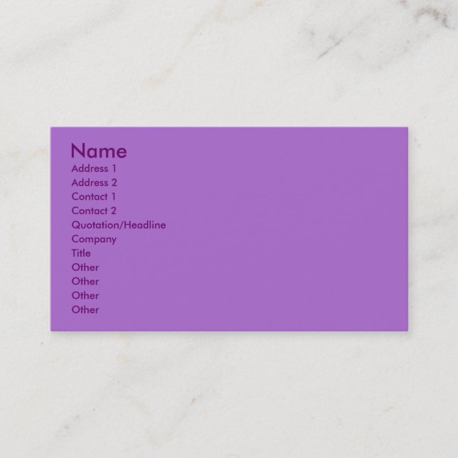 Violet Profile Card Visitkort (Framsida)