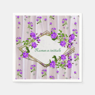 Violet Purplish-Watercolor Ro på Rosa Silke Pappersservett