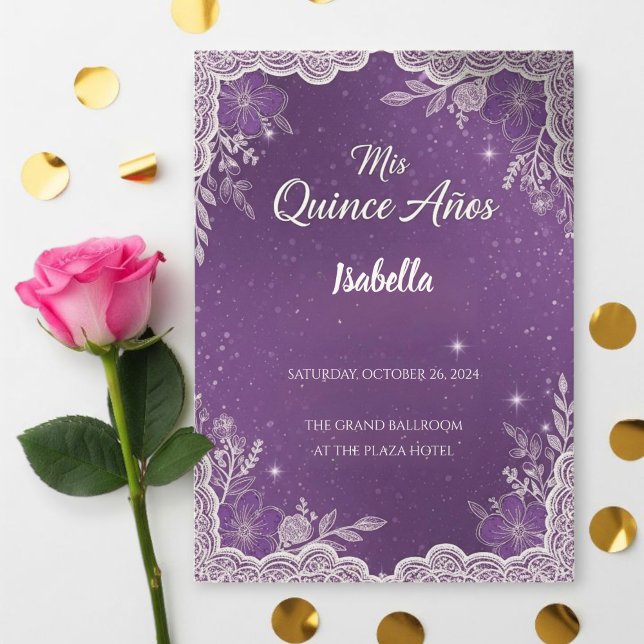 Violet Quinceañera Invitations, Elegant Inbjudningar (Skapare uppladdad)