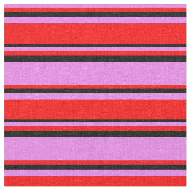 Violet, Red & Black Färgad Mönster Tyg (Närbild)