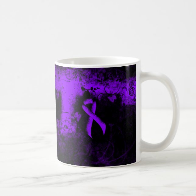 Violet Ribbon Grunge Heart, Hodgkins lymfom Kaffemugg (Höger)