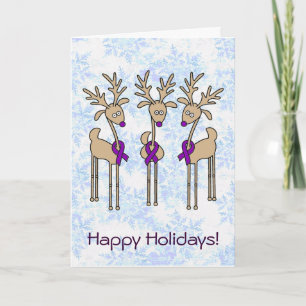 Violet Ribbon Reindeer (Hodgkins Lymphoma) Helgkort