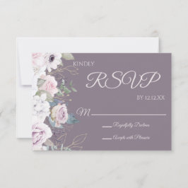 Violet Ro Guld Watercolor Blommigt OSA kort