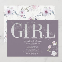 Violet Ro Silver Flicka Shower Inbjudningar