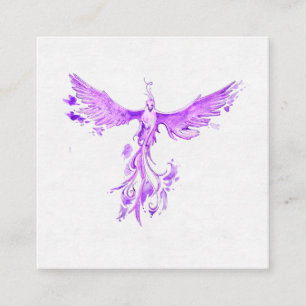 *~* VIOLET ROSA Fjädrar Phoenix Stigning Ashes Fyrkantigt Visitkort