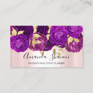 Violet Rosa Guld Flower Logotyp Event Planner QRCo Visitkort