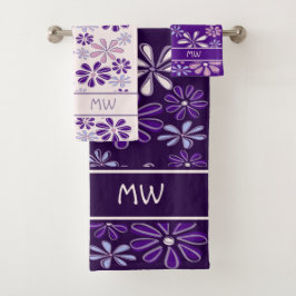 Violet Rosa Indigo Flower Doodle Monogrammed