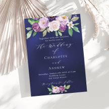 Violet rosa lila blommigt navy blue luxury bröllop