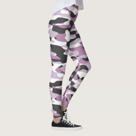 Violet Rosa Lila Grått White Camouflage Mönster Leggings