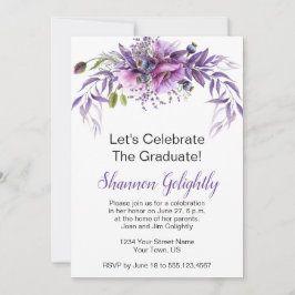 Violet Rosa Lila Wildblommor Studentfest Inbjudningar